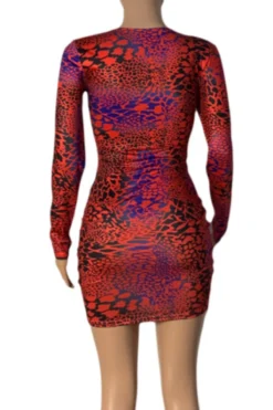 Autumn New Stylish Multicolor Batch Printing Hollow Out Drawstring Stretch Mini Dress Wholesale Sexy Dresses -Plus-Size Dresses Sales Store AA000167 5