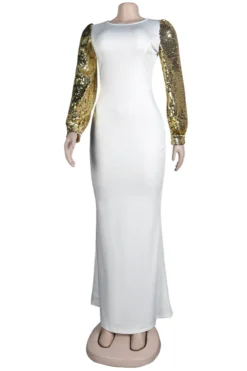 Autumn New Sequin Decor Stretch Backless Elegant Fishtail Maxi Dress Wholesale Cut Out Dresses -Plus-Size Dresses Sales Store AA001157 6