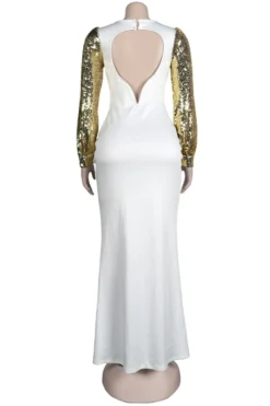 Autumn New Sequin Decor Stretch Backless Elegant Fishtail Maxi Dress Wholesale Cut Out Dresses -Plus-Size Dresses Sales Store AA001157 7