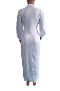 Autumn New Plus Size Solid Color Micro-elastic Turndown Collar Zip-up Casual Stylish Maxi Dress Wholesale -Plus-Size Dresses Sales Store AA001974 10