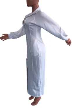 Autumn New Plus Size Solid Color Micro-elastic Turndown Collar Zip-up Casual Stylish Maxi Dress Wholesale -Plus-Size Dresses Sales Store AA001974 9