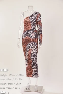 Autumn Leopard Batch Printing Hollow Out Stretch One Shoulder New Stylish Casual Maxi Dress Wholesale -Plus-Size Dresses Sales Store AA002133 1697770011974 15