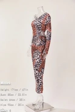 Autumn Leopard Batch Printing Hollow Out Stretch One Shoulder New Stylish Casual Maxi Dress Wholesale -Plus-Size Dresses Sales Store AA002133 1697770012069 16
