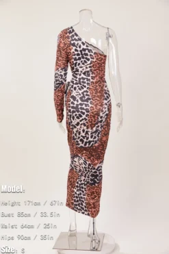 Autumn Leopard Batch Printing Hollow Out Stretch One Shoulder New Stylish Casual Maxi Dress Wholesale -Plus-Size Dresses Sales Store AA002133 1697770012115 17