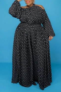 Autumn Dot Batch Printing Plus Size L-4XL New Stylish Inelastic Loose Casual Maxi Dress Wholesale 17 Autumn Dot Batch Printing Plus Size L-4XL New Stylish Inelastic Loose Casual Maxi Dress Wholesale -Plus-Size Dresses Sales Store AA002143 4