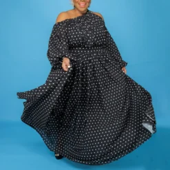 Autumn Dot Batch Printing Plus Size L-4XL New Stylish Inelastic Loose Casual Maxi Dress Wholesale 18 Autumn Dot Batch Printing Plus Size L-4XL New Stylish Inelastic Loose Casual Maxi Dress Wholesale -Plus-Size Dresses Sales Store AA002143 5