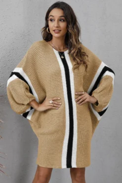 Winter Four Colors Knitted Stretch Batwing-sleeve Casual Stylish Sweater Dress Wholesale Plus-Size Dresses -Plus-Size Dresses Sales Store AA002517 12