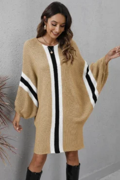 Winter Four Colors Knitted Stretch Batwing-sleeve Casual Stylish Sweater Dress Wholesale Plus-Size Dresses -Plus-Size Dresses Sales Store AA002517 13