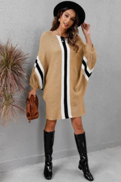 Winter Four Colors Knitted Stretch Batwing-sleeve Casual Stylish Sweater Dress Wholesale Plus-Size Dresses -Plus-Size Dresses Sales Store AA002517 14