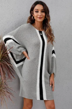 Winter Four Colors Knitted Stretch Batwing-sleeve Casual Stylish Sweater Dress Wholesale Plus-Size Dresses -Plus-Size Dresses Sales Store AA002517 20