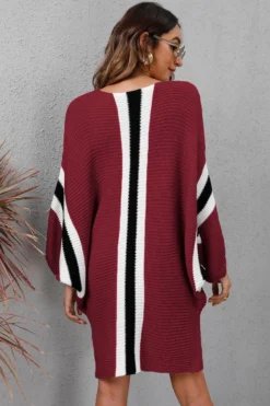 Winter Four Colors Knitted Stretch Batwing-sleeve Casual Stylish Sweater Dress Wholesale Plus-Size Dresses -Plus-Size Dresses Sales Store AA002517 5