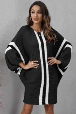 Winter Four Colors Knitted Stretch Batwing-sleeve Casual Stylish Sweater Dress Wholesale Plus-Size Dresses -Plus-Size Dresses Sales Store AA002517 7