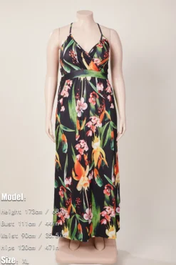 S-2XL Summer New Plus Size Plant Batch Printing Stretch Backless Crossed Adjustable Straps Stylish Tropical Vacation Style Maxi Dress Wholesale Casual Dresses 28 S-2XL Summer New Plus Size Plant Batch Printing Stretch Backless Crossed Adjustable Straps Stylish Tropical Vacation Style Maxi Dress Wholesale Casual Dresses -Plus-Size Dresses Sales Store AA005580 1698045921631 11