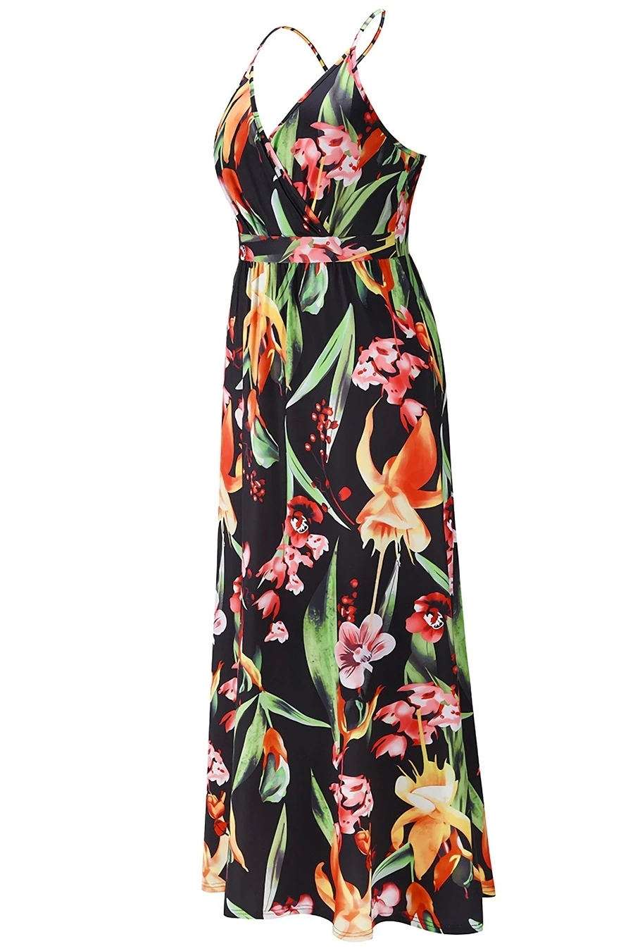 S-2XL Summer New Plus Size Plant Batch Printing Stretch Backless Crossed Adjustable Straps Stylish Tropical Vacation Style Maxi Dress Wholesale Casual Dresses 5 S-2XL Summer New Plus Size Plant Batch Printing Stretch Backless Crossed Adjustable Straps Stylish Tropical Vacation Style Maxi Dress Wholesale Casual Dresses - Image 5