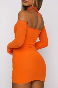 Spring New 5 Colors Stretch See Through Mesh Spliced Rhinestone Hollow Halter-neck Lace-up Thumb Hole Long Sleeves Bodycon Sexy Mini Dress Wholesale -Plus-Size Dresses Sales Store AA006604 3