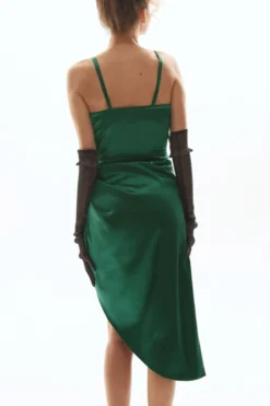 Summer New 6 Colors Satin Solid Color Stretch Double Layer Deep-v-neck Shirring High Slit High Quality Stylish Sexy Spaghetti String Midi Dress Wholesale Tank & Cami Dresses -Plus-Size Dresses Sales Store AA006969 1706843988860 10