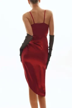 Summer New 6 Colors Satin Solid Color Stretch Double Layer Deep-v-neck Shirring High Slit High Quality Stylish Sexy Spaghetti String Midi Dress Wholesale Tank & Cami Dresses -Plus-Size Dresses Sales Store AA006969 1706843988860 5