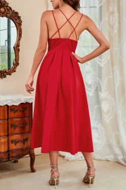 S-2XL Plus Size Summer New 6 Colors Solid Micro Elastic Crossed Sling Backless Zip-up Elegant Midi Dress Wholesale Tank & Cami Dresses -Plus-Size Dresses Sales Store AA006976 6