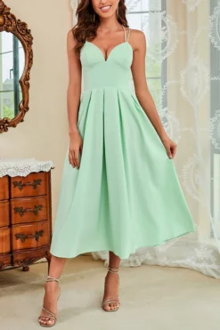 S-2XL Plus Size Summer New 6 Colors Solid Micro Elastic Crossed Sling Backless Zip-up Elegant Midi Dress Wholesale Tank & Cami Dresses -Plus-Size Dresses Sales Store AA006976 7