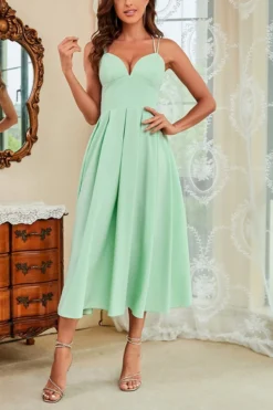 S-2XL Plus Size Summer New 6 Colors Solid Micro Elastic Crossed Sling Backless Zip-up Elegant Midi Dress Wholesale Tank & Cami Dresses -Plus-Size Dresses Sales Store AA006976 9