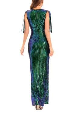 Summer New Two Colors See Through Mesh Patchwork Micro-elastic Sequin Decor Stretch Tassel Elegant High Quality Maxi Dress Wholesale Tank & Cami Dresses -Plus-Size Dresses Sales Store AA006982 7