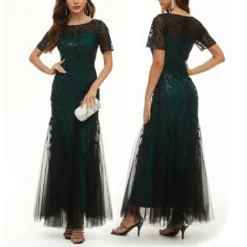 XS-4XL Summer New Plus Size Sequin Leaf Shaped Embroidered Mesh Patchwork Lining Design Micro-elastic Zip-up Back Elegant Wedding High Quality Maxi Dress Wholesale 11 XS-4XL Summer New Plus Size Sequin Leaf Shaped Embroidered Mesh Patchwork Lining Design Micro-elastic Zip-up Back Elegant Wedding High Quality Maxi Dress Wholesale -Plus-Size Dresses Sales Store AA007058 6