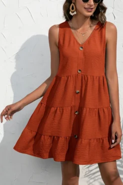 XS-XL Summer New Stylish Four Colors Solid Color V-neck Sleeveless Casual Mini Dress Wholesale Casual Dresses