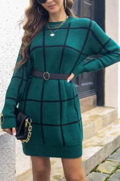 Autumn & Winter New 3 Colors Stretch Knitted Plaid Contrast Color Spliced Long Sleeves Casual Mini Dress(without Belt) Wholesale Casual Dresses 32 Autumn & Winter New 3 Colors Stretch Knitted Plaid Contrast Color Spliced Long Sleeves Casual Mini Dress(without Belt) Wholesale Casual Dresses -Plus-Size Dresses Sales Store AA008075 15