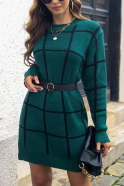 Autumn & Winter New 3 Colors Stretch Knitted Plaid Contrast Color Spliced Long Sleeves Casual Mini Dress(without Belt) Wholesale Casual Dresses 34 Autumn & Winter New 3 Colors Stretch Knitted Plaid Contrast Color Spliced Long Sleeves Casual Mini Dress(without Belt) Wholesale Casual Dresses -Plus-Size Dresses Sales Store AA008075 17