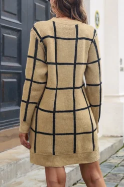 Autumn & Winter New 3 Colors Stretch Knitted Plaid Contrast Color Spliced Long Sleeves Casual Mini Dress(without Belt) Wholesale Casual Dresses 23 Autumn & Winter New 3 Colors Stretch Knitted Plaid Contrast Color Spliced Long Sleeves Casual Mini Dress(without Belt) Wholesale Casual Dresses -Plus-Size Dresses Sales Store AA008075 6