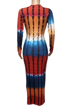 Autumn New Stylish 5 Colors Multicolor Printing Slight stretch Slim Plus Size Casual Maxi Dress Wholesale -Plus-Size Dresses Sales Store AA008080 14