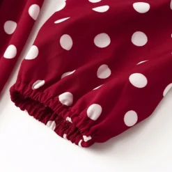 Autumn New Plus Size 2 Colors Polka Dot Batch Printing Slight Stretch Long Sleeve V-neck Lace Up Slit Stylish Casual Midi Dress (with Belt) Wholesale -Plus-Size Dresses Sales Store AA009193 19