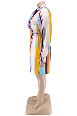 XL-5XL Plus Size Autumn New 5 Colors Stripe Printing Inelastic Hollow Single-breasted Sexy Midi Shirt Dress Wholesale Plus-Size Dresses -Plus-Size Dresses Sales Store AA009476 15