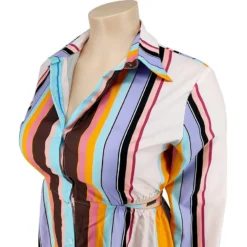 XL-5XL Plus Size Autumn New 5 Colors Stripe Printing Inelastic Hollow Single-breasted Sexy Midi Shirt Dress Wholesale Plus-Size Dresses -Plus-Size Dresses Sales Store AA009476 17