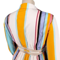 XL-5XL Plus Size Autumn New 5 Colors Stripe Printing Inelastic Hollow Single-breasted Sexy Midi Shirt Dress Wholesale Plus-Size Dresses -Plus-Size Dresses Sales Store AA009476 18