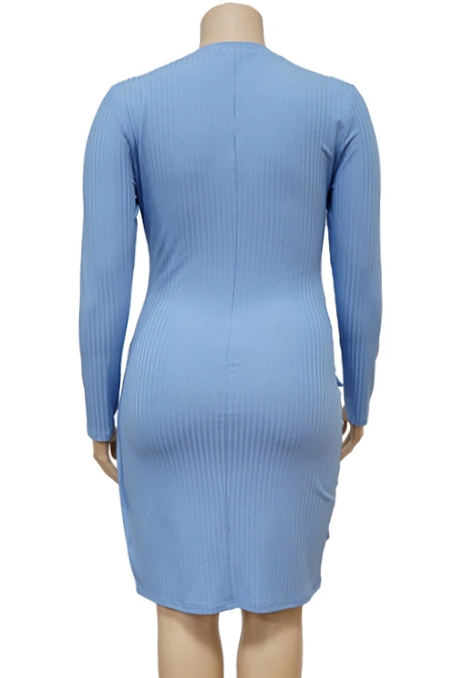 L-4XL Plus Size Autumn New Stylish Solid Color 3 Colors Ribbed Knit High stretch Lace-up Casual Midi Dress Wholesale 7 L-4XL Plus Size Autumn New Stylish Solid Color 3 Colors Ribbed Knit High stretch Lace-up Casual Midi Dress Wholesale - Image 7