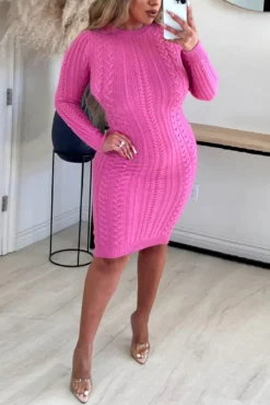 Autumn & Winter New Three Colors Stretch Knitted Backless Crew Neck Slim Sexy Midi Dress Wholesale Sexy Dresses