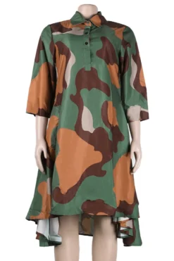 M-3XL Plus Size Lapel Camo Printing Inelastic Casual Midi Dress Wholesale Plus-Size Dresses -Plus-Size Dresses Sales Store AA010582 4