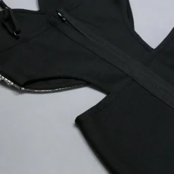 High stretch Sling Rhinestone Zip-up Hollow Solid Color Sexy Hot Mini Dress Wholesale -Plus-Size Dresses Sales Store AA011027 12