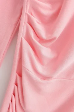 Slight stretch Simple Solid Color 5 Colors Slim Shirring Casual Midi Dress Wholesale -Plus-Size Dresses Sales Store AA011128 20