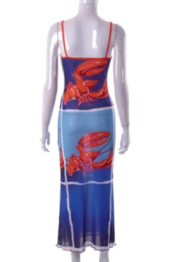 Sexy Stretch Lobster Printing Sling Midi Dress Wholesale Tank & Cami Dresses -Plus-Size Dresses Sales Store AA012167 10