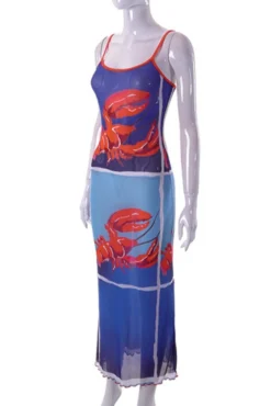 Sexy Stretch Lobster Printing Sling Midi Dress Wholesale Tank & Cami Dresses -Plus-Size Dresses Sales Store AA012167 9