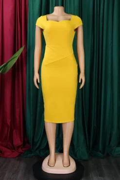 Stylish Plus Size 4 Colors Slight Stretch Short Sleeve Zip-up Slim Midi Dress Wholesale Plus-Size Dresses -Plus-Size Dresses Sales Store AA013004 12