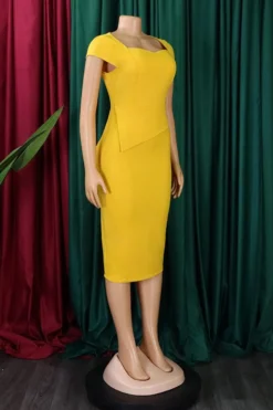 Stylish Plus Size 4 Colors Slight Stretch Short Sleeve Zip-up Slim Midi Dress Wholesale Plus-Size Dresses -Plus-Size Dresses Sales Store AA013004 13