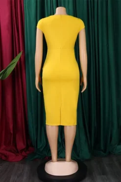 Stylish Plus Size 4 Colors Slight Stretch Short Sleeve Zip-up Slim Midi Dress Wholesale Plus-Size Dresses -Plus-Size Dresses Sales Store AA013004 14