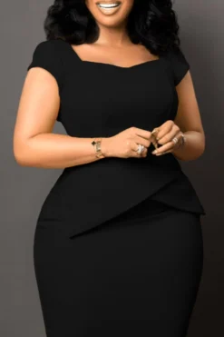 Stylish Plus Size 4 Colors Slight Stretch Short Sleeve Zip-up Slim Midi Dress Wholesale Plus-Size Dresses -Plus-Size Dresses Sales Store AA013004 8