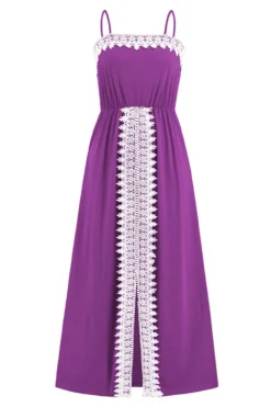 Stylish Plus Size 4 Colors Stretch Lace Spliced Sling Slit Maxi Dress Wholesale Plus-Size Dresses -Plus-Size Dresses Sales Store AA013014 20