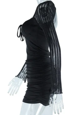 Sexy Slight Stretch Mesh Stitching Padded Low-cut Backless Bodycon Mini Dress Wholesale Cut Out Dresses -Plus-Size Dresses Sales Store AA013421 5