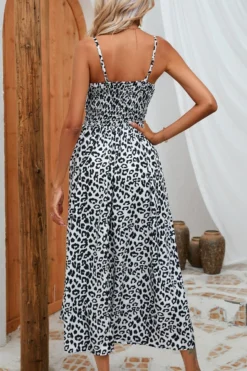 Stylish Plus Size Leopard Printing Non-stretch Sling Midi Dress Wholesale Plus-Size Dresses -Plus-Size Dresses Sales Store AA013570 12