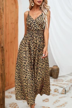 Stylish Plus Size Leopard Printing Non-stretch Sling Midi Dress Wholesale Plus-Size Dresses -Plus-Size Dresses Sales Store AA013570 2
